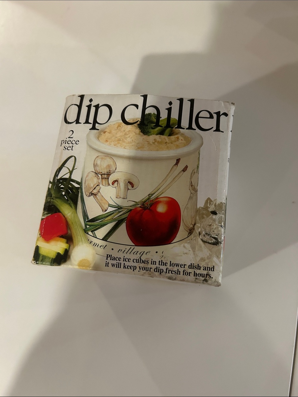 Gourmet Village Dip Chiller 2-Piece Set - Cream Vegetable Motif